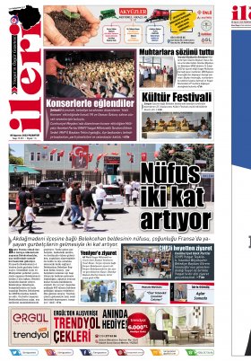 İleri Gazetesi - Yozgat ın Özgür Gazetesi | 1967'den beri... - 08.08.2022 Manşeti
