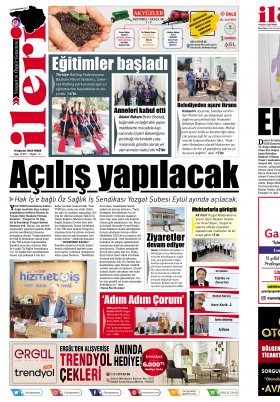 İleri Gazetesi - Yozgat ın Özgür Gazetesi | 1967'den beri... - 13.08.2022 Manşeti